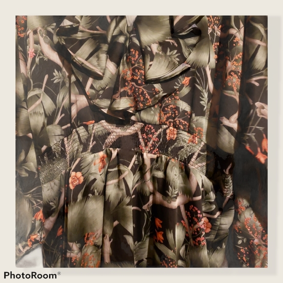 Johanna Ortiz H&M tropical print v-neck long sleeve dress XL nwt - Picture 4 of 5
